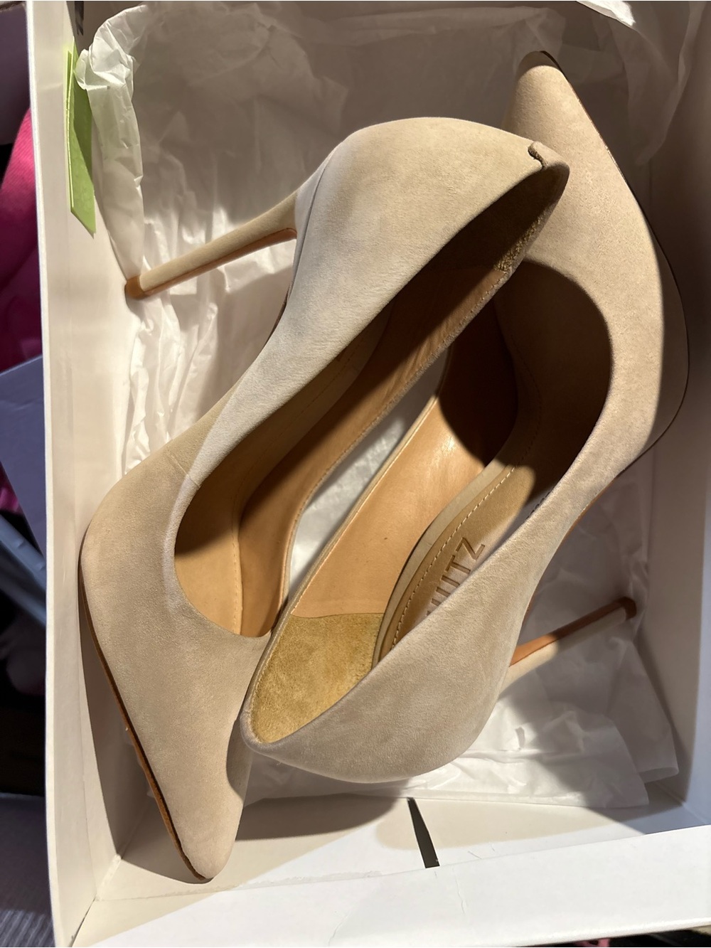 SCHUTZ Nude Suede Pointed-Toe Stiletto Pumps 122